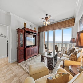 Living room with large flat screen TV